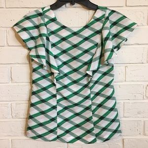 NWOT Banana Republic lattice print ruffle blouse